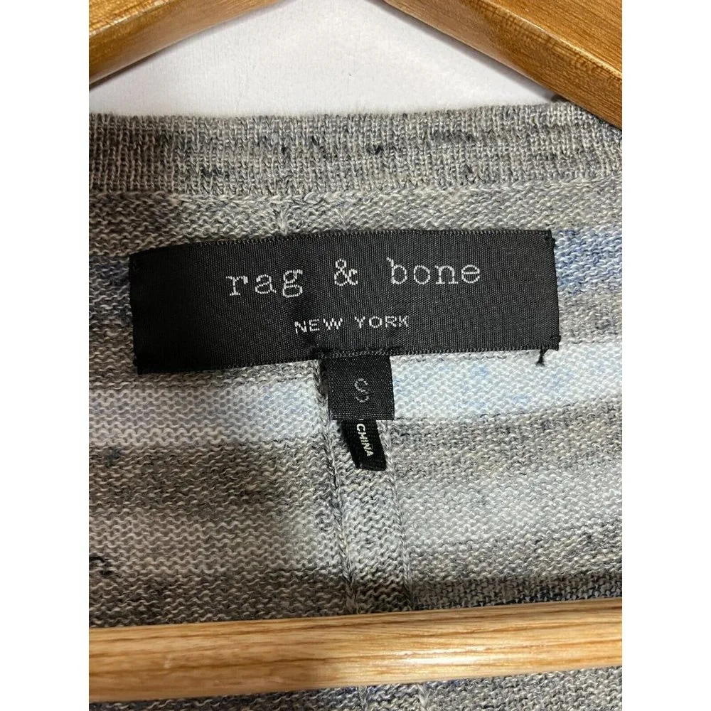 Rag & Bone Women's Small Gray Striped Linen Top